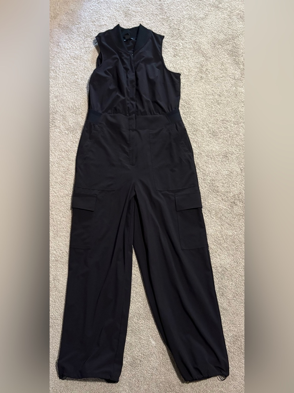 Athleta Black Sleeveless Cargo Jumpsuit